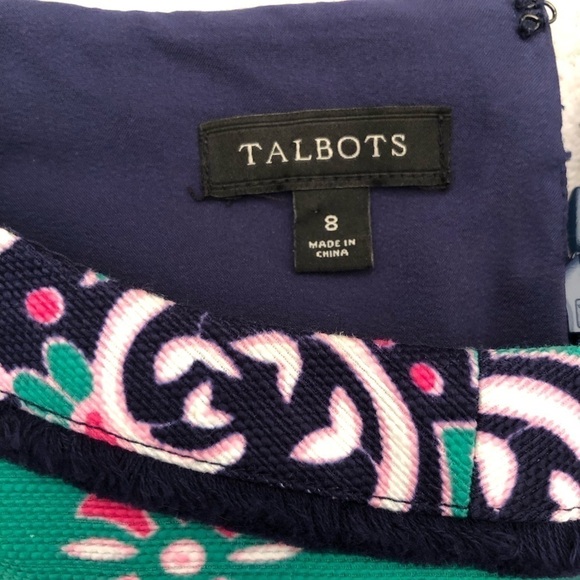Talbots Sleeveless Shift Dress Green Pink Size 8 - Picture 9 of 16